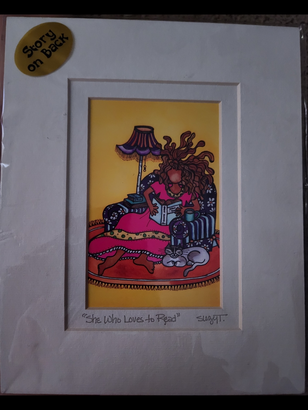Vintage 2003 Suzy Toronto Print “She Who Loves To Read”  Signed 8x10